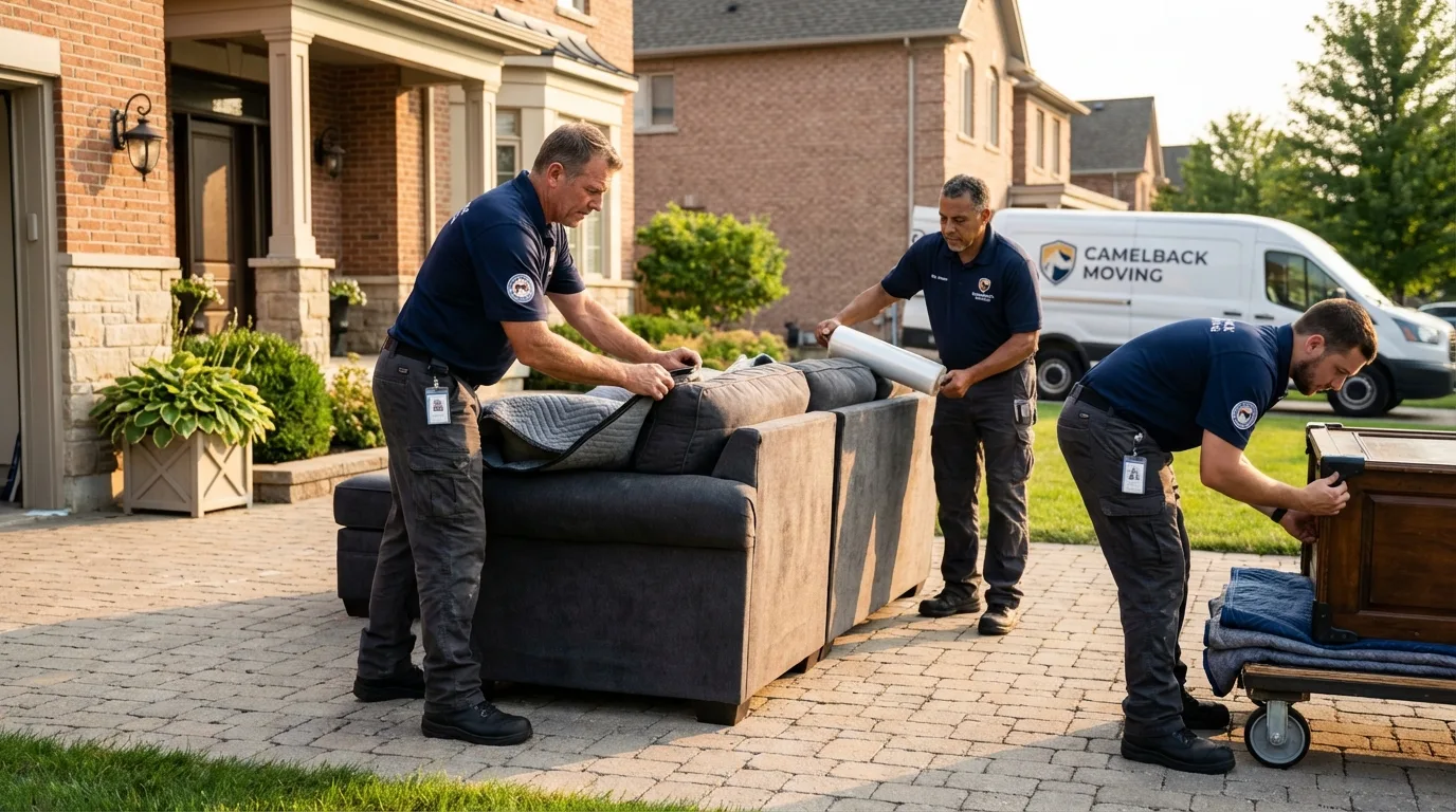 Large estate moving crew wrapping furniture in London, KY
